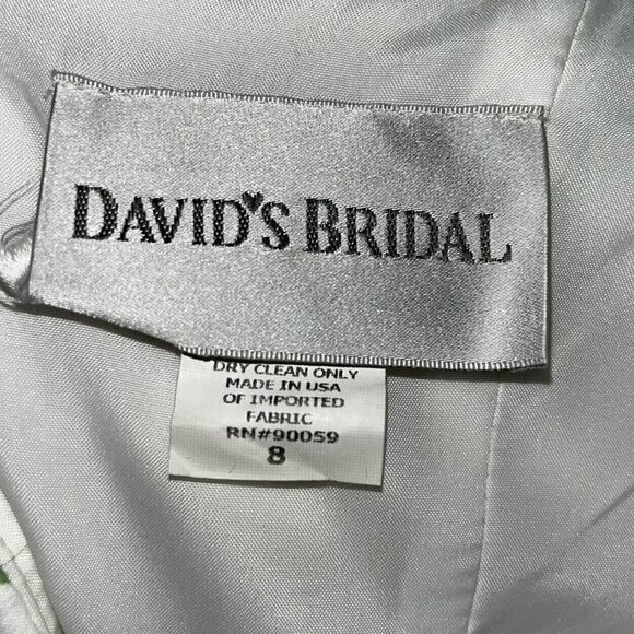 Davids Bridal Strapless Mint Green White Floral Bubble Hem Chiffon Dress… - Picture 3 of 5